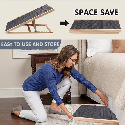 Dog Pet Ramp Adjustable Height Foldable Stairs Steps For Bed Sofa Car