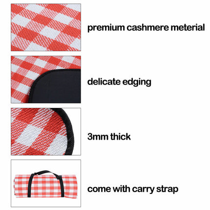 2mx2m Large Picnic Blanket Mat Premium Cashmere Rug Waterproof Outdoor