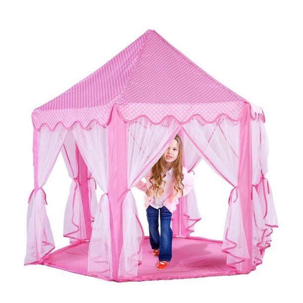 Kids Play Tent Princess Castle Super Fantasy Pink Princess Castle Playhouse Canopy Tent Indoor and Outdoor Fun