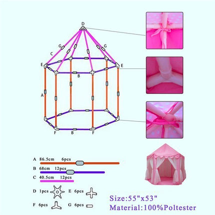 Kids Play Tent Princess Castle Super Fantasy Pink Princess Castle Playhouse Canopy Tent Indoor and Outdoor Fun