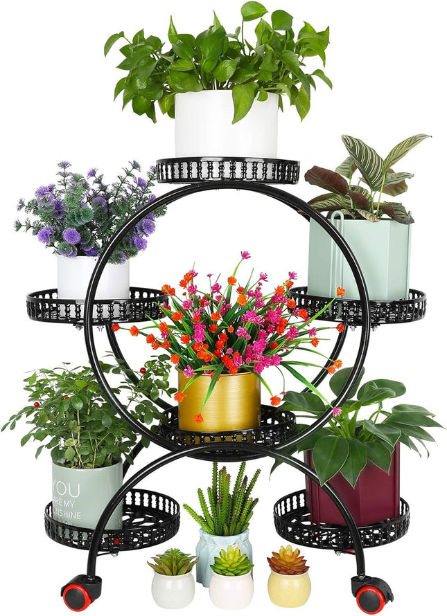 4 Layer 6 Pots Metal Plant Stand Flower Holder Rack Display Holder Shelf Garden