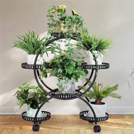 4 Layer 6 Pots Metal Plant Stand Flower Holder Rack Display Holder Shelf Garden