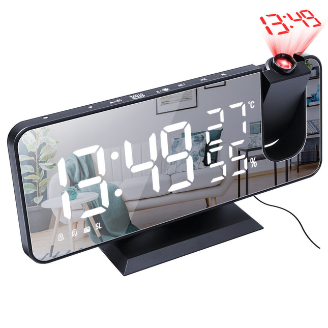 Smart Alarm Clock LED Digital Projection Temperature Time Projector LCD Display