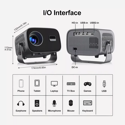 Smart 5G WiFi Bluetooth Mini Projector  LED Home Cinema Android & IOS