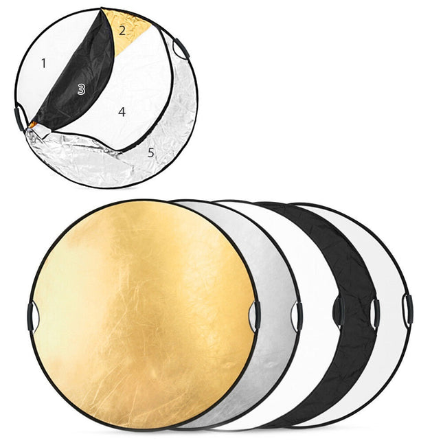 5 in 1 110cm photo reflector With Handle Grip Studio Photography Light Collapsible