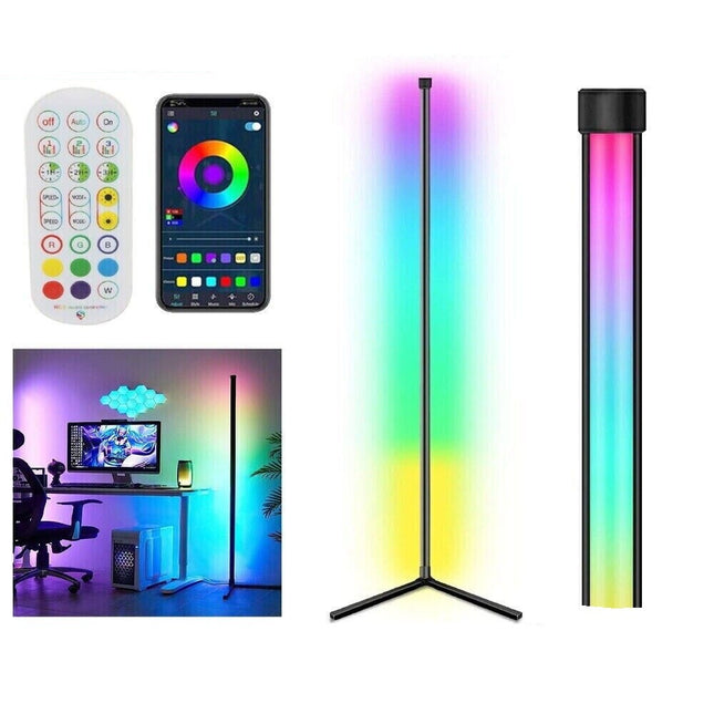 LED Corner Floor Lamp RGB Colour Modern Living Room Light Dimmable Smart Remote