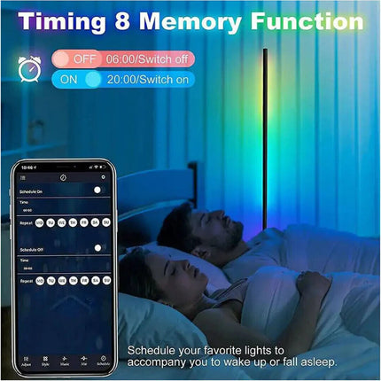 LED Corner Floor Lamp RGB Colour Modern Living Room Light Dimmable Smart Remote