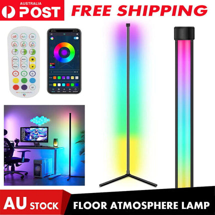 LED Corner Floor Lamp RGB Colour Modern Living Room Light Dimmable Smart Remote
