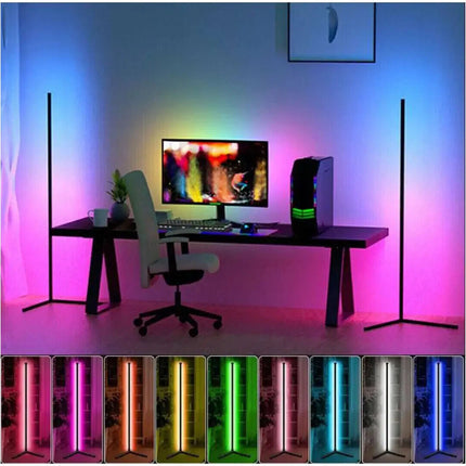 LED Corner Floor Lamp RGB Colour Modern Living Room Light Dimmable Smart Remote