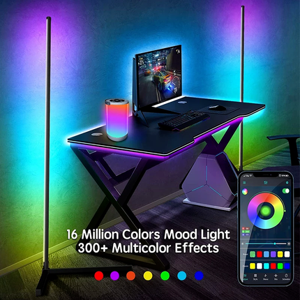 LED Corner Floor Lamp RGB Colour Modern Living Room Light Dimmable Smart Remote