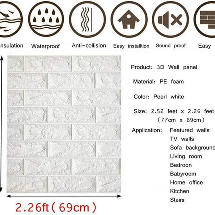 3D Wall Paper Panel Brick Stickers