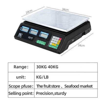 New Electronic Digital Kitchen Scale Commercial Shop 40KG 5g Food Weight Scales