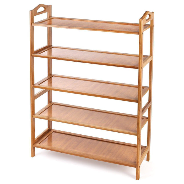 5 Tiers Layers Bamboo Shoe Rack Storage Organizer Wooden Stand Shelves