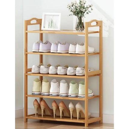 5 Tiers Layers Bamboo Shoe Rack Storage Organizer Wooden Stand Shelves