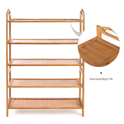 5 Tiers Layers Bamboo Shoe Rack Storage Organizer Wooden Stand Shelves