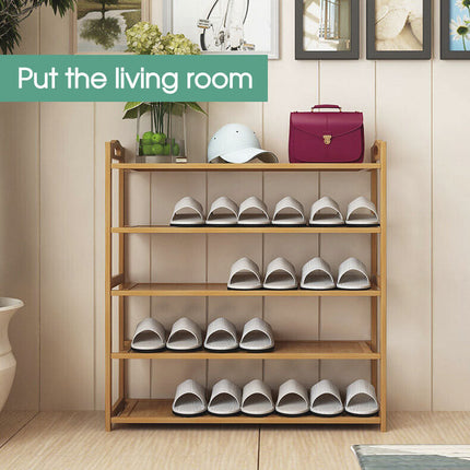 6 Tiers Layers Bamboo Shoe Rack Storage Organizer Wooden Stand Shelves