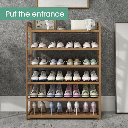 6 Tiers Layers Bamboo Shoe Rack Storage Organizer Wooden Stand Shelves