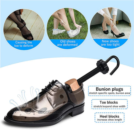 2 pcs / 1 pair Heavy-Duty Shoe Stretcher for Men | Loosens Tight Shoes with Strong Wood & Metal Construction Size 34-38