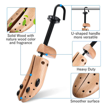 2 pcs / 1 pair Heavy-Duty Shoe Stretcher for Men | Loosens Tight Shoes with Strong Wood & Metal Construction Size 34-38