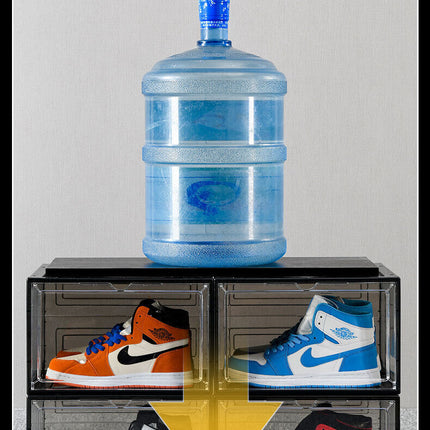 10X Premium Sneaker Display Shoe Box Storage Clear Acrylic Side Opening Door Stackable Boxes  ~ Black