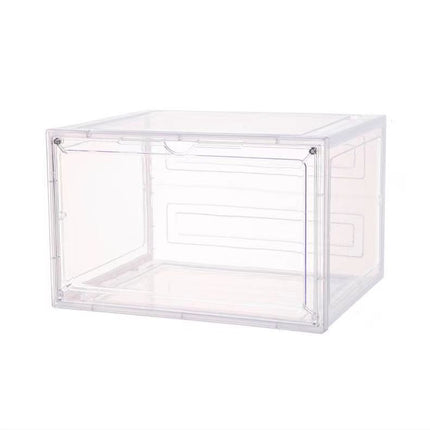 10x Premium Shoe Box Display Case Storage Clear Plastic Side Stackable Sneaker - White Side Opening