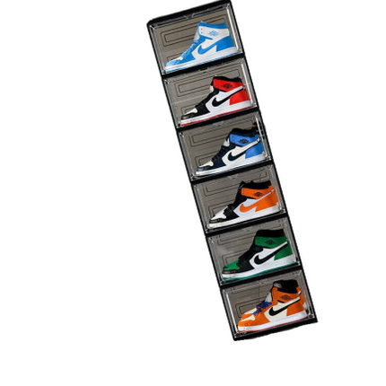 6x Premium Shoe Box Display Case Storage Clear Plastic Side Stackable Sneaker