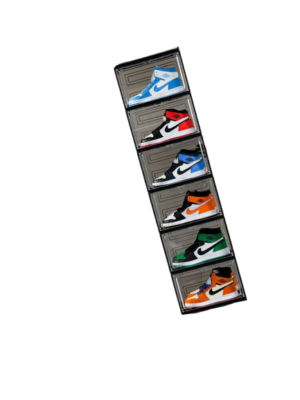 6x Premium Shoe Box Display Case Storage Clear Plastic Side Stackable Sneaker