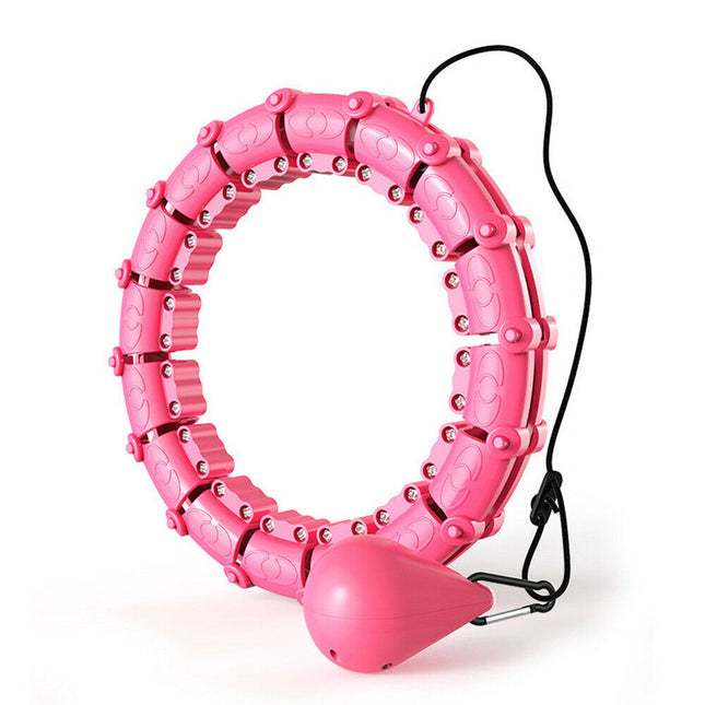 24 Knots Fitness Smart Hula Hoop Detachable Weighted Hoops Lose Weight Sports - Pink