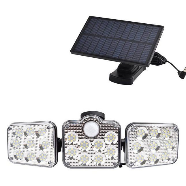 138 LED 3 Head Solar Motion Sensor Light Outdoor Garden Wall Security Flood Lamp - Seperate Type