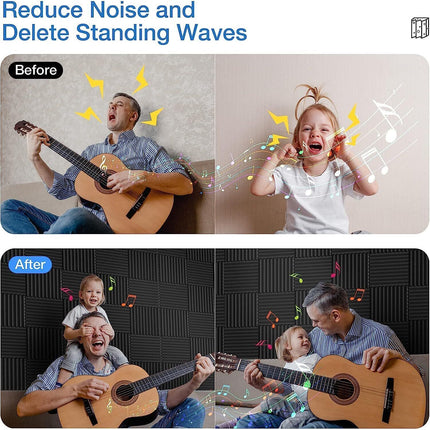 12x Sound Absorbtion Foam Studio Acoustic Proofing Panel Wedge Karaoke