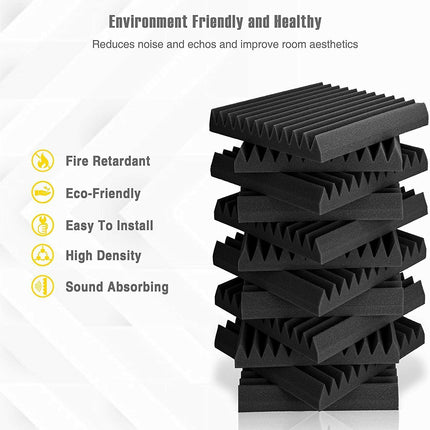 12x Sound Absorbtion Foam Studio Acoustic Proofing Panel Wedge Karaoke