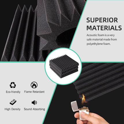 12x Sound Absorbtion Foam Studio Acoustic Proofing Panel Wedge Karaoke