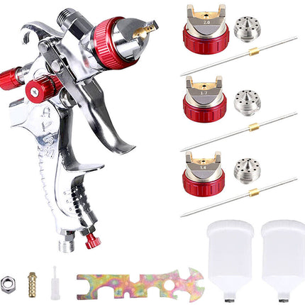 Air Spray Gun Paint Gun Gravity Feed HVLP Kit 3Nozzle 1.4mm 1.7mm 2mm With Tips