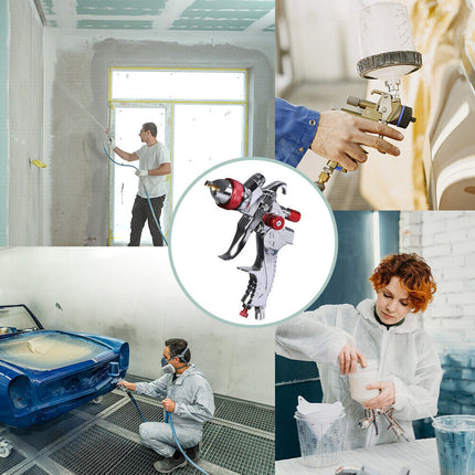 Air Spray Gun Paint Gun Gravity Feed HVLP Kit 3Nozzle 1.4mm 1.7mm 2mm With Tips