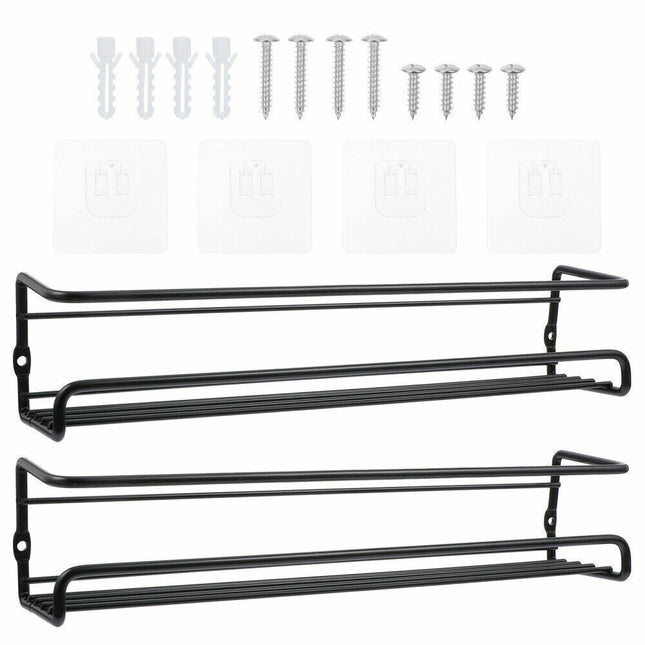 4PCS SET  Kitchen Spice Rack Shelves Wall Mount Kitchen Door Jar Storage Organizer