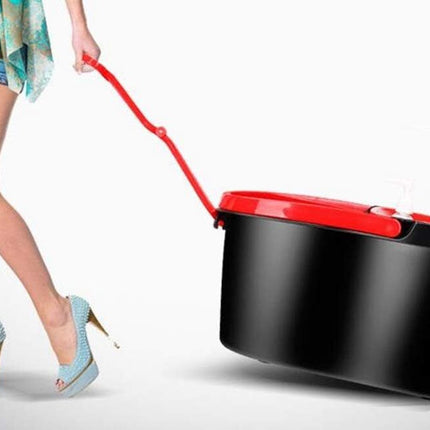 Spinning Mop Bucket Set Stainless Steel Rotating Wet Dry Easy Clean w/ 2 Heads