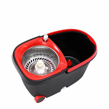 Spinning Mop Bucket Set Stainless Steel Rotating Wet Dry Easy Clean w/ 2 Heads