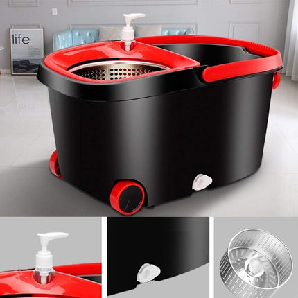 Spinning Mop Bucket Set Stainless Steel Rotating Wet Dry Easy Clean w/ 2 Heads