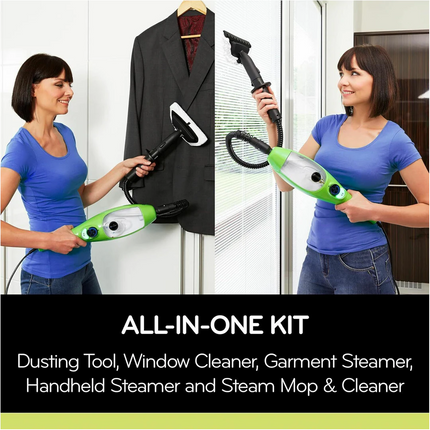 1300W 12-IN-1 Handheld Steam Mop Cleaner Carpet Floor Cleaning Steamer 400ml~6x Mop Pads