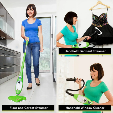1300W 12-IN-1 Handheld Steam Mop Cleaner Carpet Floor Cleaning Steamer 400ml~6x Mop Pads