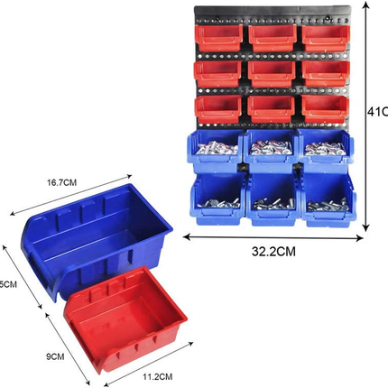 30 Tool Storage Bins Wall Mounted Organiser Parts Garage Workshop Box Shed Rack