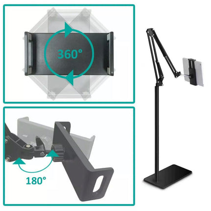 175cm 11 inches Hands Free Floor Stand Adjustable Bed Clip Holder For Tablet iPad iPhone Switch