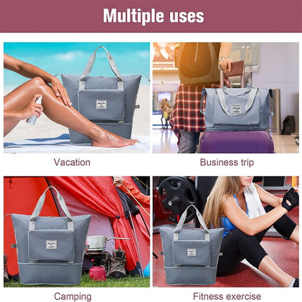 Folding Travel Bag Unisex Lightweight Handbag Waterproof Large Capacity Portable~Blue
