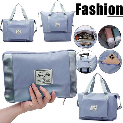 Folding Travel Bag Unisex Lightweight Handbag Waterproof Large Capacity Portable~Blue