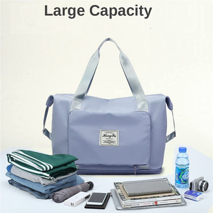 Folding Travel Bag Unisex Lightweight Handbag Waterproof Large Capacity Portable~Blue