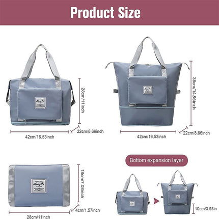 Folding Travel Bag Unisex Lightweight Handbag Waterproof Large Capacity Portable~Blue