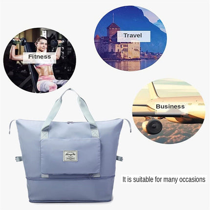 Folding Travel Bag Unisex Lightweight Handbag Waterproof Large Capacity Portable~Blue
