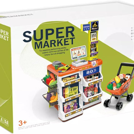 Kids Supermarket Playset Pretend Food Store Trolley Shopping Cash Register 60PCS V2