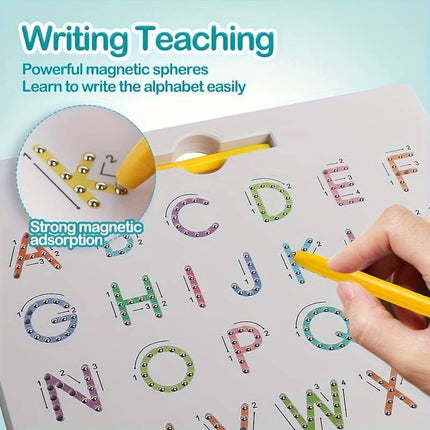 2 in 1 Double Sided Magnetic Drawing Board Alphabet Letter Tracing Board for 3+ Years Old Kid Model 2