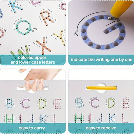 2 in 1 Double Sided Magnetic Drawing Board Alphabet Letter Tracing Board for 3+ Years Old Kid Model 2